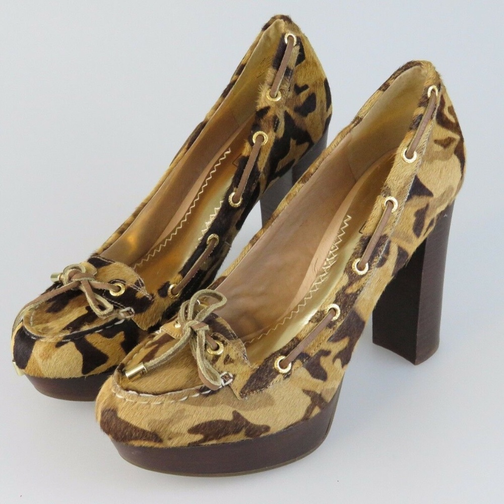 SPERRY TOPSIDER Platform Heels Leopard Print US 9